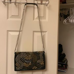 Bebe genuine leather studded cross body purse